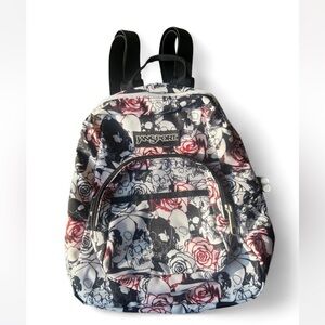 Jansport Skull and Rose Backpack in Black and Red